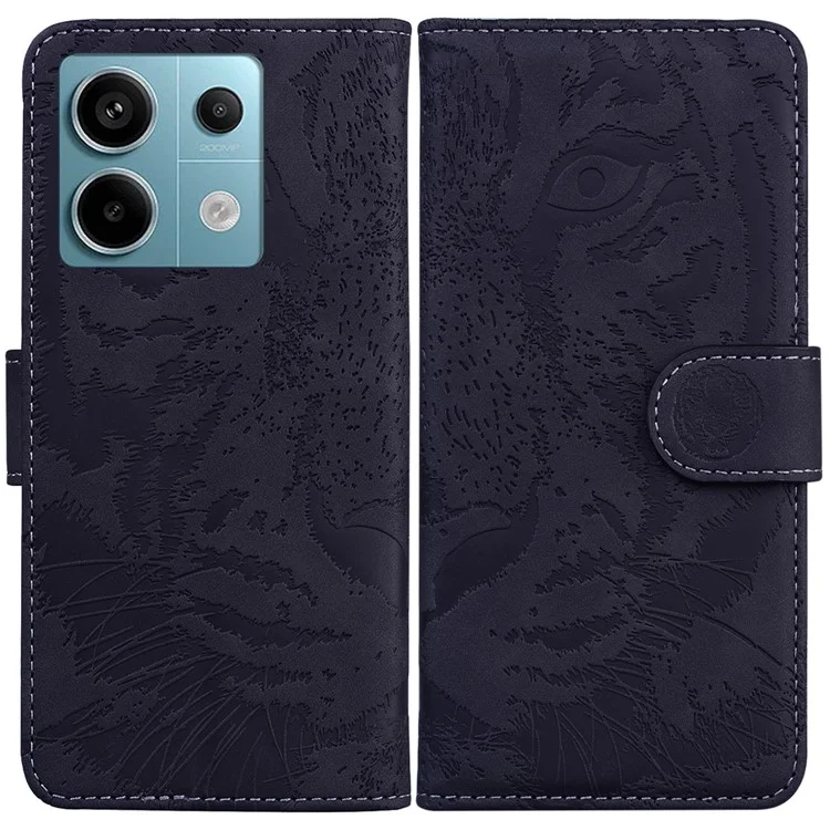 Pour Xiaomi Redmi Note 13 Pro 5G / Poco X6 5G Étui Tiger Pattern en cuir PU avec support Portefeuille Housse de téléphone - Noir