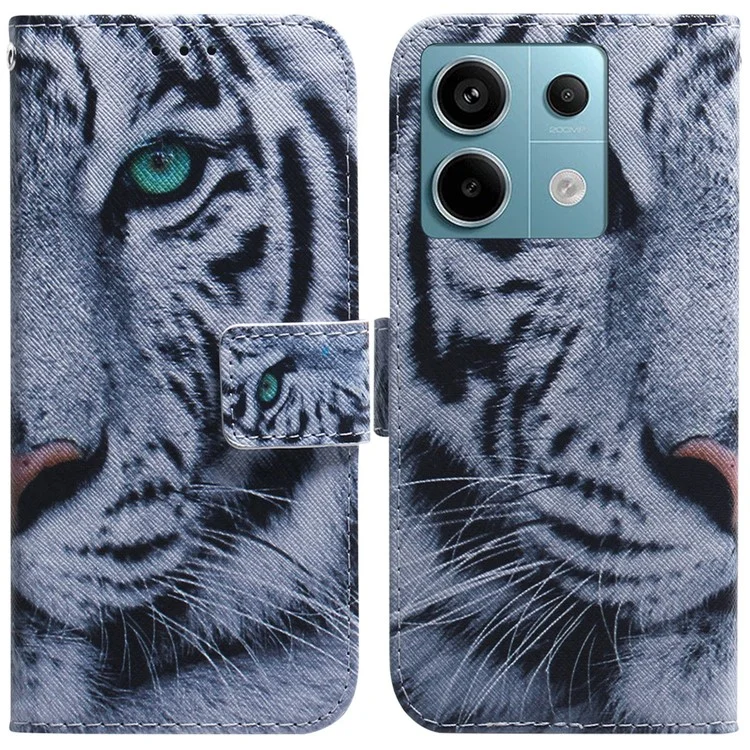For Xiaomi Redmi Note 13 Pro 5G / Poco X6 5G Leather Case Stand Phone Cover 3D Creative Pattern Design - Tiger