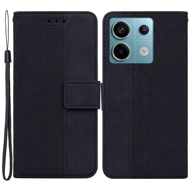 For Xiaomi Redmi Note 13 Pro 5G / Poco X6 5G Leather Flip Phone Case Wallet Cover Geometry Pattern - Black