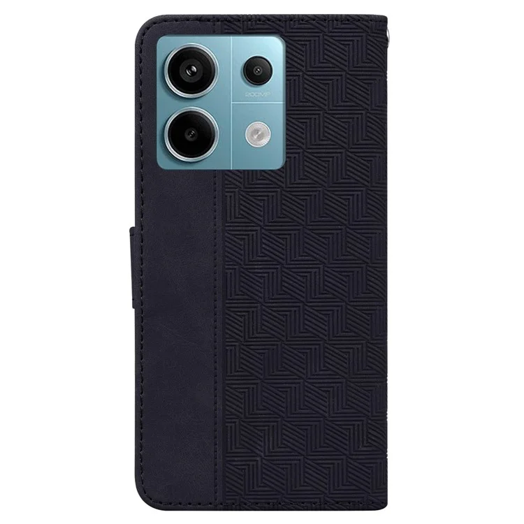 For Xiaomi Redmi Note 13 Pro 5G / Poco X6 5G Leather Flip Phone Case Wallet Cover Geometry Pattern - Black