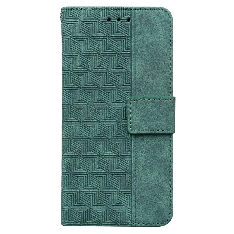 For Xiaomi Redmi Note 13 Pro 5G / Poco X6 5G Leather Flip Phone Case Wallet Cover Geometry Pattern - Green