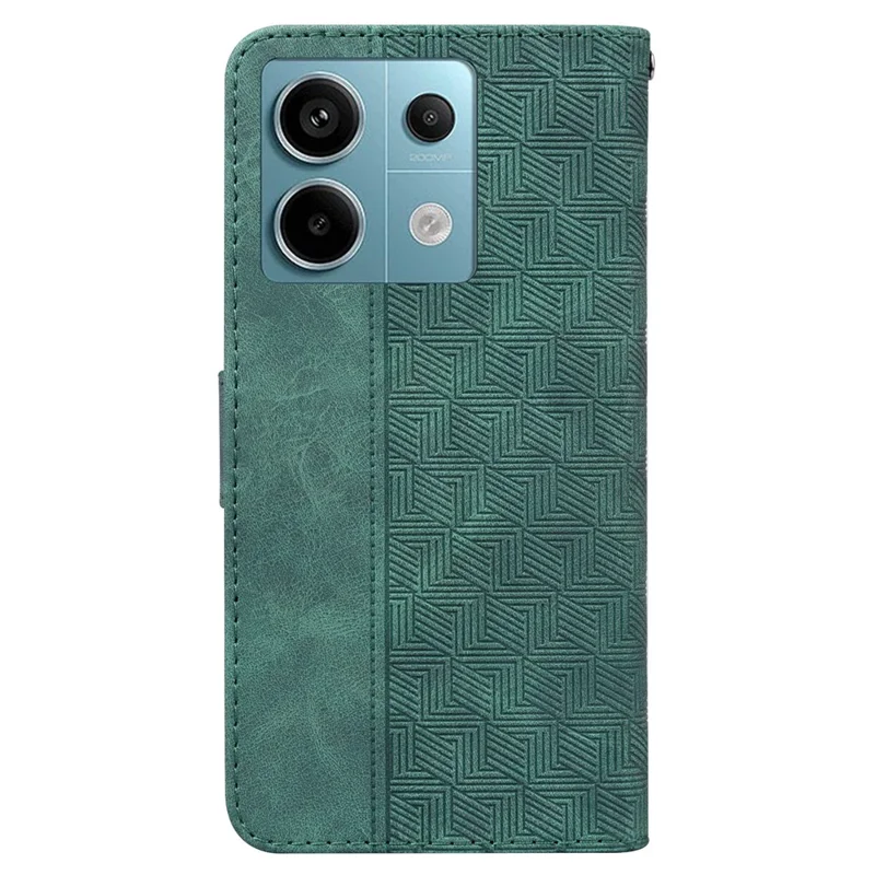 For Xiaomi Redmi Note 13 Pro 5G / Poco X6 5G Leather Flip Phone Case Wallet Cover Geometry Pattern - Green