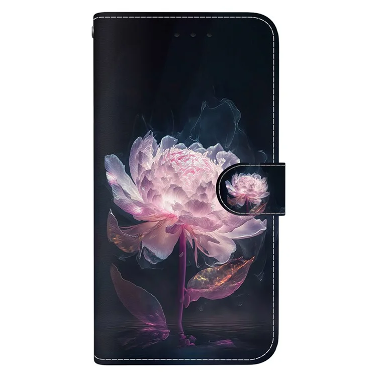 For Xiaomi Redmi Note 13 Pro 5G / Poco X6 5G Wallet Case Phone Leather Cover Pattern Printing  - Purple Peony
