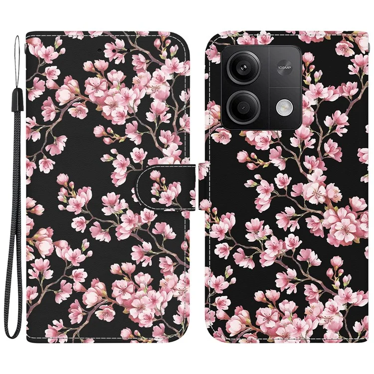 Pour Xiaomi Redmi Note 13 5G (Chine) / Note 13 5G Leather Case Pattern Printing Wallet Cover - Plum Blossom