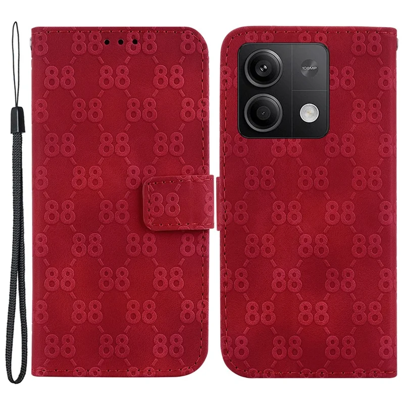 For Xiaomi Redmi Note 13 5G / Note 13 5G (China) Leather Case Double 8-Shape Phone Cover - Red