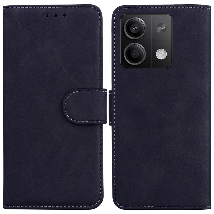 For Xiaomi Redmi Note 13 5G / Note 13 5G (China) Leather Case Solid Color Wallet Flip Cover - Black