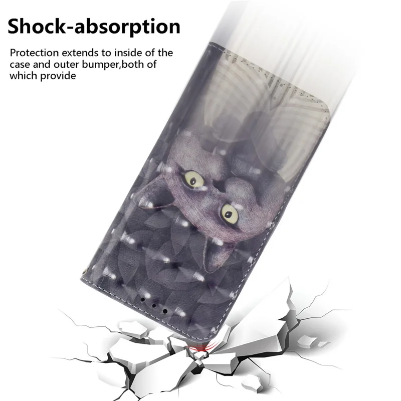 For Xiaomi Redmi Note 13 5G / Note 13 5G (China) Case 3D Pattern Print Leather Cover with Strap - Embracing Cat