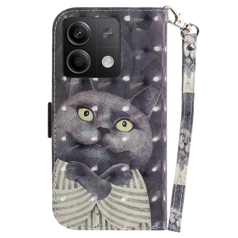 For Xiaomi Redmi Note 13 5G / Note 13 5G (China) Case 3D Pattern Print Leather Cover with Strap - Embracing Cat
