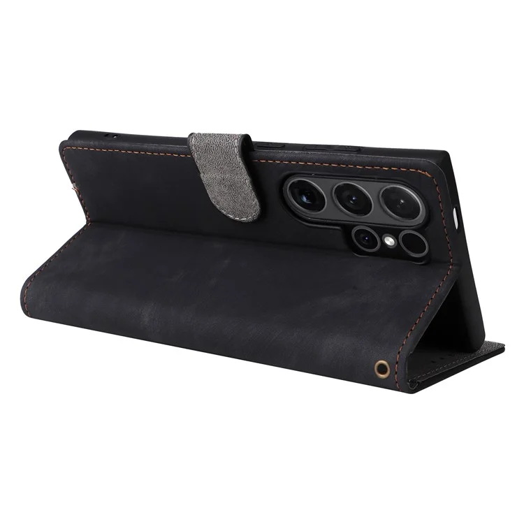 Pour Samsung Galaxy S24 Ultra Coque en cuir PU Wallet RFID Blocking Phone Cover - Noir