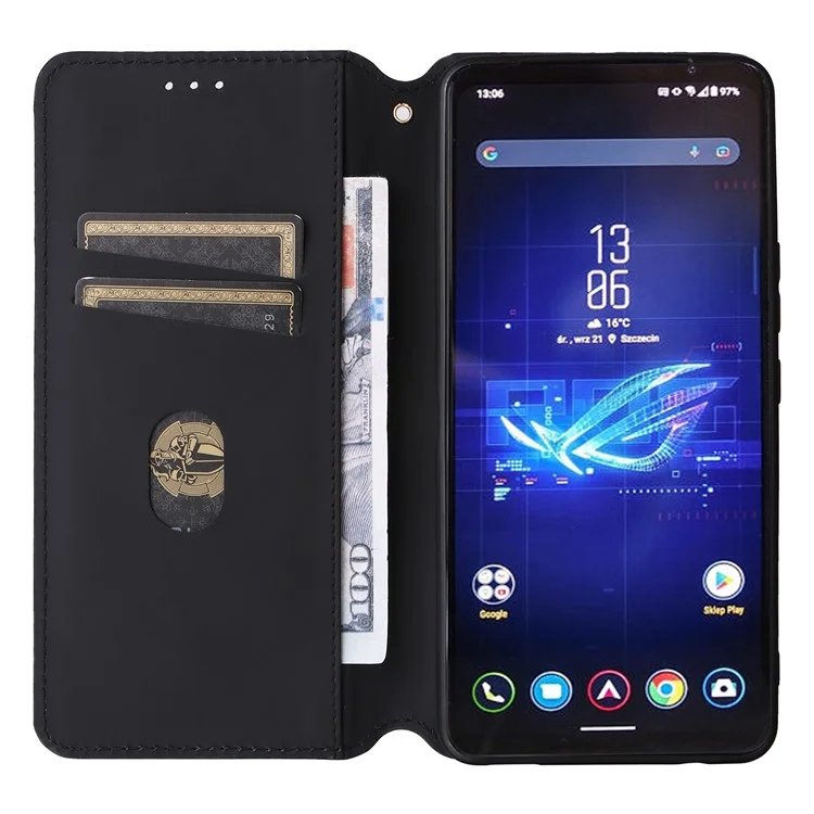 Per Asus ROG Phone 8 Pro 5G / 8 5G Custodia in pelle magnetica a chiusura automatica con stampa - Argento