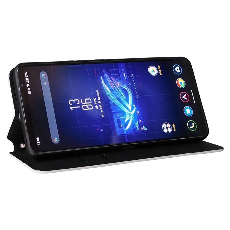 Per Asus ROG Phone 8 Pro 5G / 8 5G Custodia in pelle magnetica a chiusura automatica con stampa - Argento