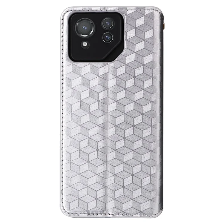 Per Asus ROG Phone 8 Pro 5G / 8 5G Custodia in pelle magnetica a chiusura automatica con stampa - Argento