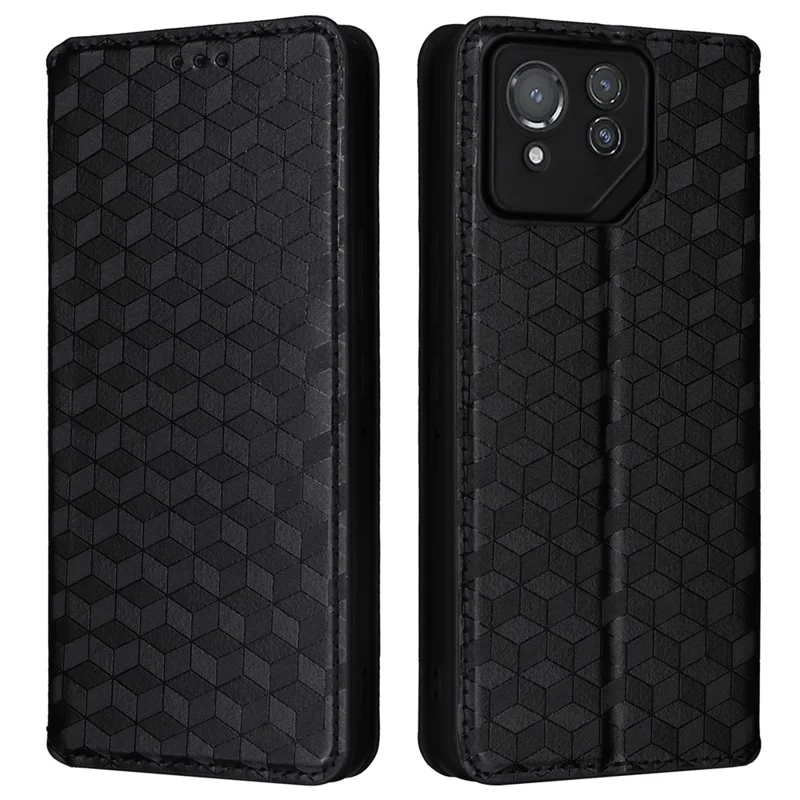For Asus ROG Phone 8 Pro 5G / 8 5G Wallet Case Leather Magnetic Auto Closing Imprint Cover - Black