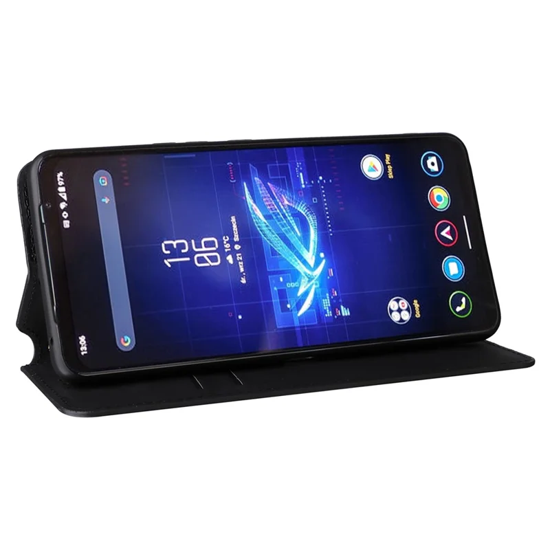 For Asus ROG Phone 8 Pro 5G / 8 5G Wallet Case Leather Magnetic Auto Closing Imprint Cover - Black