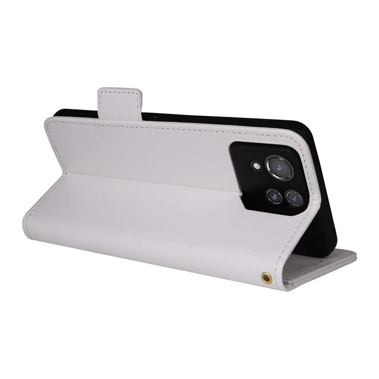 Per Asus ROG Phone 8 Pro 5G / 8 5G Custodia Magnetica in Pelle Texture Litchi con Cinturino da Polso - Bianco