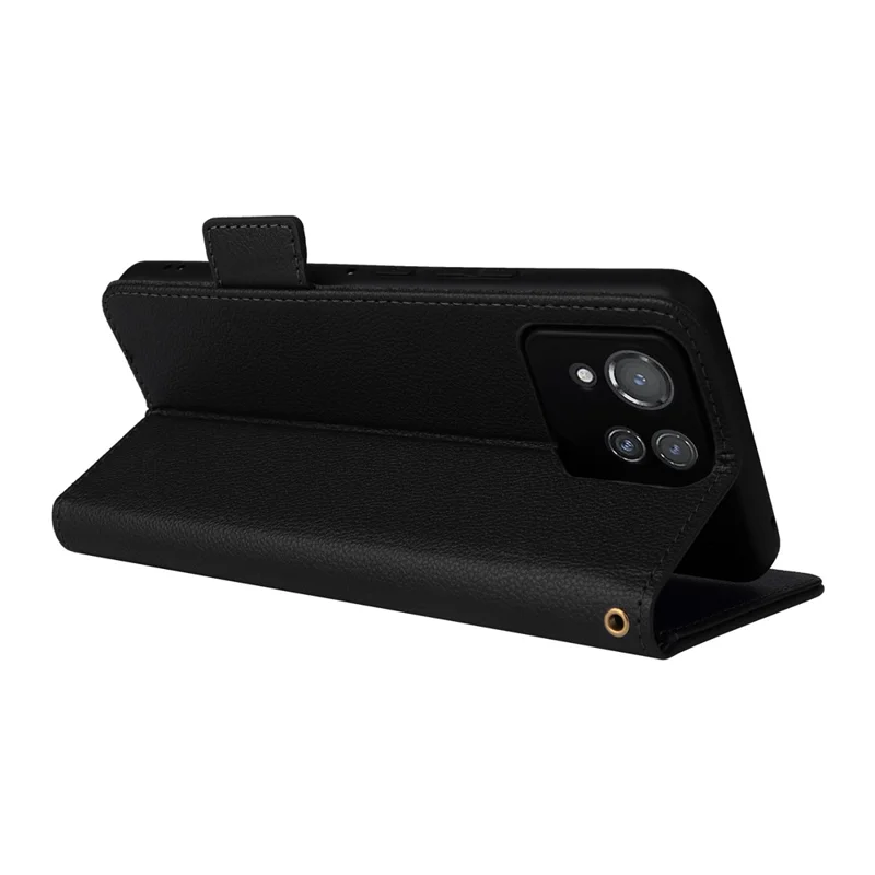 For Asus ROG Phone 8 Pro 5G / 8 5G Magnetic Case Leather Litchi Texture Cover with Wrist Strap - Black