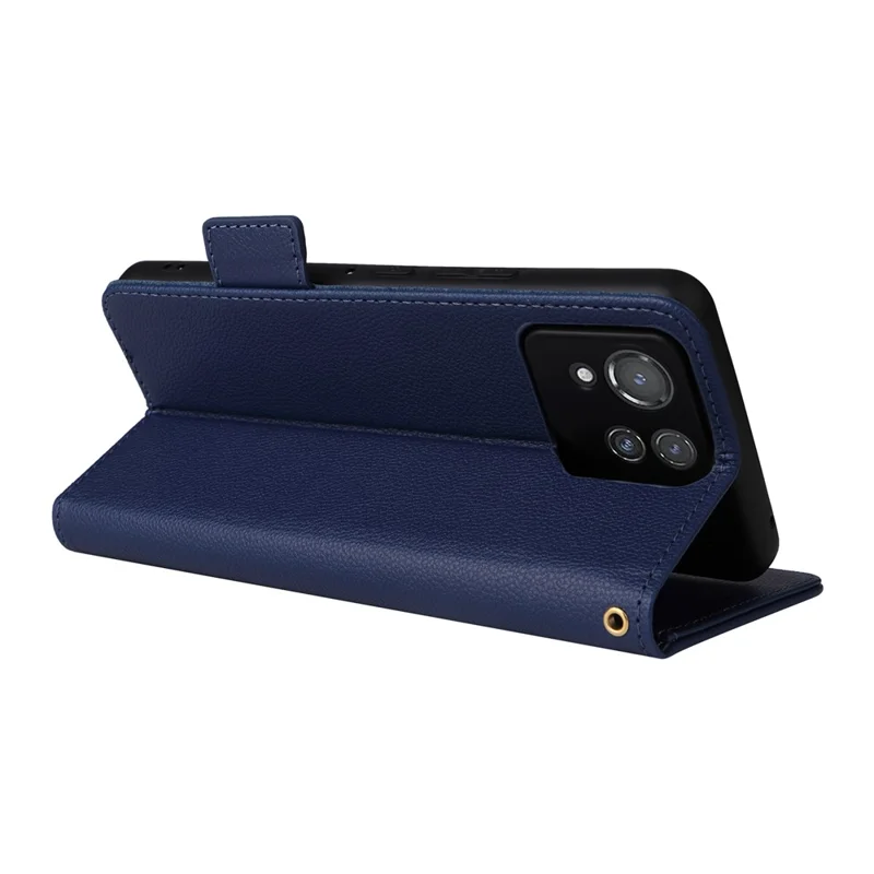 For Asus ROG Phone 8 Pro 5G / 8 5G Magnetic Case Leather Litchi Texture Cover with Wrist Strap - Dark Blue