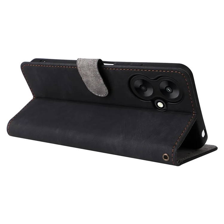 Para Xiaomi Redmi 13C 5G / Redmi 13R 5G / Poco M6 5G Capa Bloqueio RFID Couro Capa de Telefone com Alça de Pulso - Preto