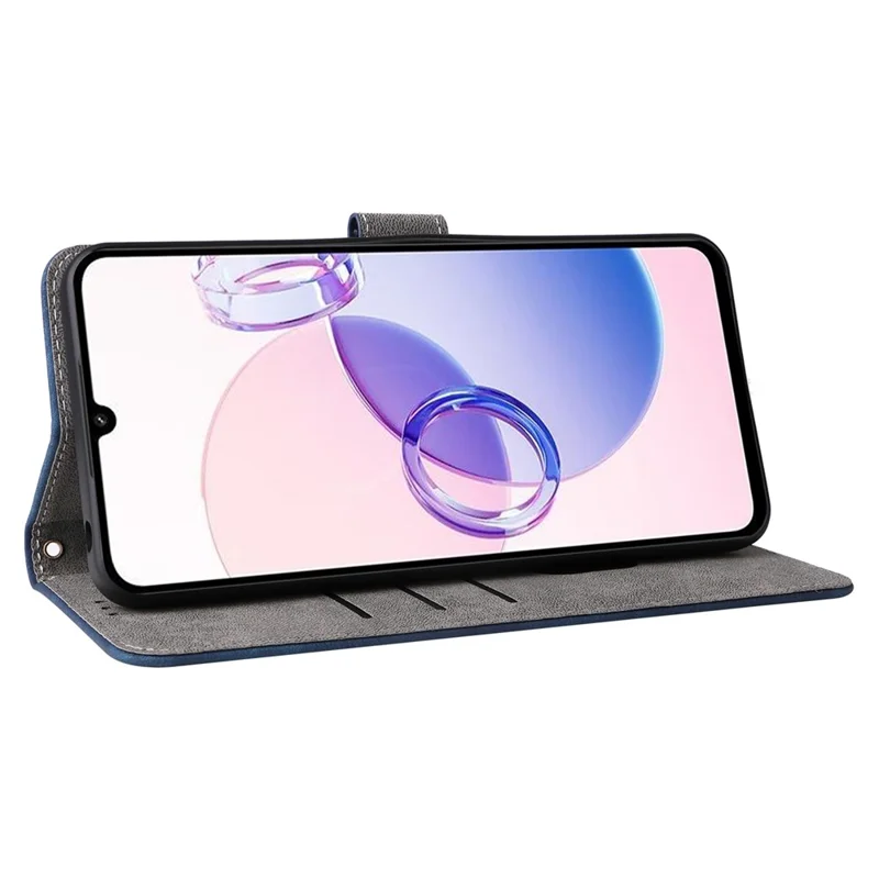 For Xiaomi Redmi 13C 5G / Redmi 13R 5G / Poco M6 5G Case RFID Blocking Leather Phone Shell with Wrist Strap - Blue