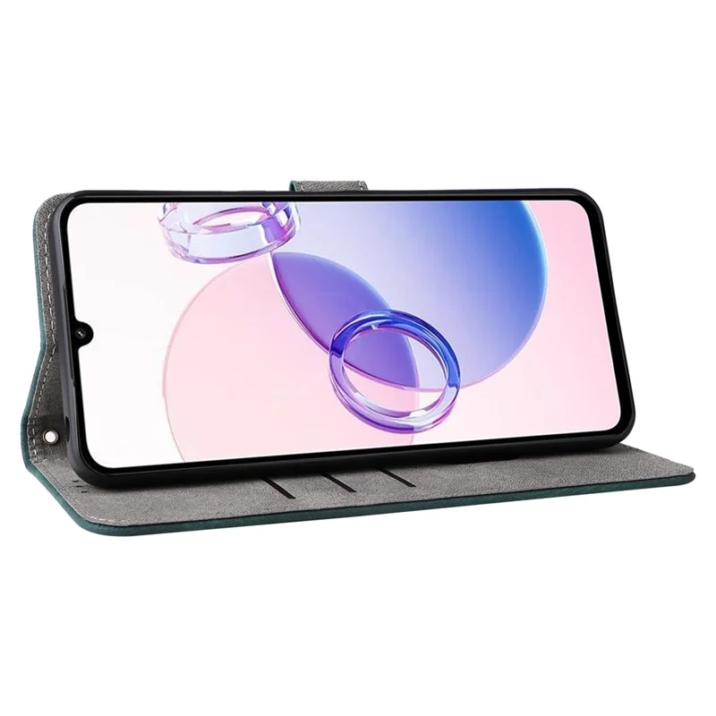 For Xiaomi Redmi 13C 5G / Redmi 13R 5G / Poco M6 5G Case RFID Blocking Leather Phone Shell with Wrist Strap - Green