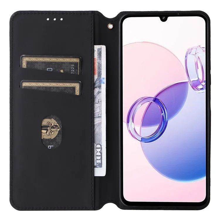 Para Xiaomi Redmi 13C 5G / Redmi 13R 5G / Poco M6 5G Funda Magnética para Teléfono Impresa con Diseño de Rombo - Plata