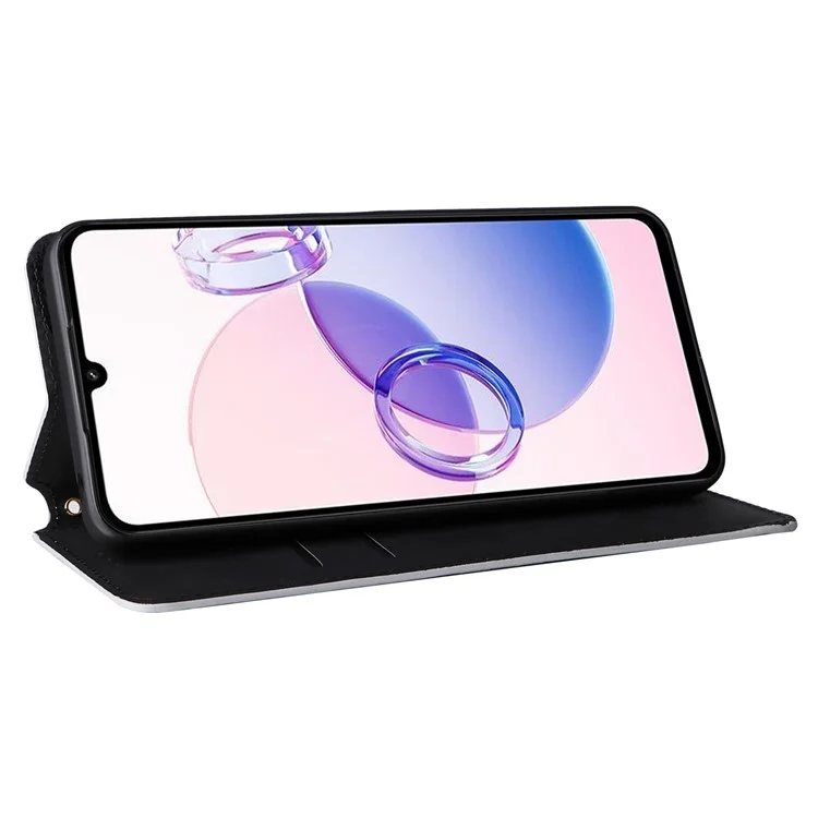 Para Xiaomi Redmi 13C 5G / Redmi 13R 5G / Poco M6 5G Funda Magnética para Teléfono Impresa con Diseño de Rombo - Plata