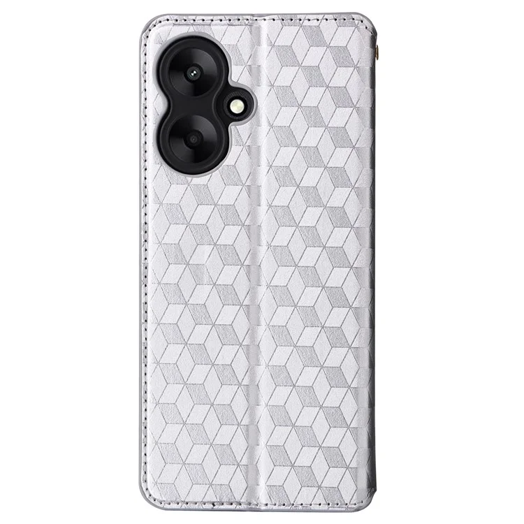 Para Xiaomi Redmi 13C 5G / Redmi 13R 5G / Poco M6 5G Funda Magnética para Teléfono Impresa con Diseño de Rombo - Plata