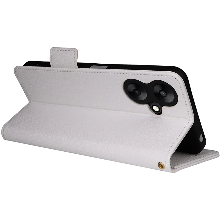 Para Xiaomi Redmi 13C 5G / Redmi 13R 5G / Poco M6 5G Case com Alça de Pulso Cobertura de Telefone Celular de Couro - Branco