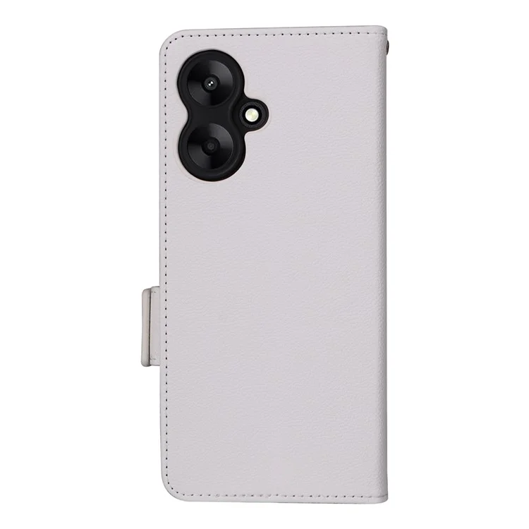 Para Xiaomi Redmi 13C 5G / Redmi 13R 5G / Poco M6 5G Case com Alça de Pulso Cobertura de Telefone Celular de Couro - Branco