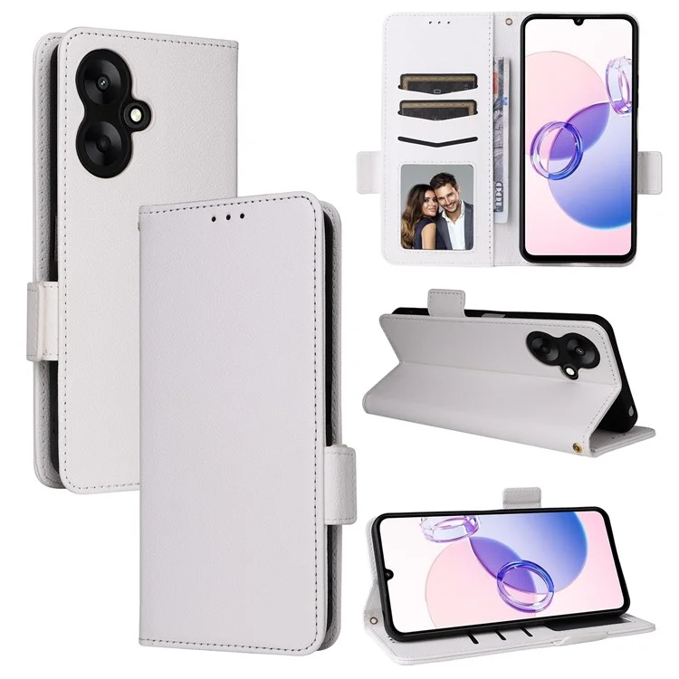 Para Xiaomi Redmi 13C 5G / Redmi 13R 5G / Poco M6 5G Case com Alça de Pulso Cobertura de Telefone Celular de Couro - Branco