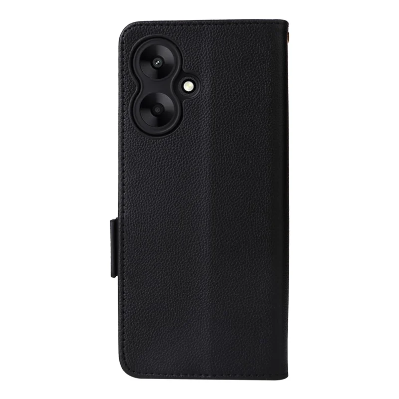 For Xiaomi Redmi 13C 5G / Redmi 13R 5G / Poco M6 5G Case with Wrist Strap Leather Cell Phone Cover - Black