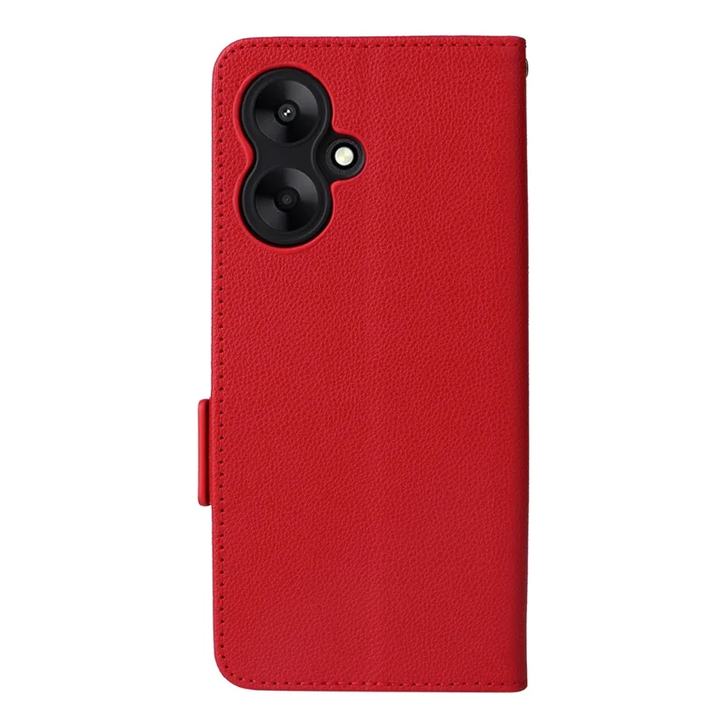 For Xiaomi Redmi 13C 5G / Redmi 13R 5G / Poco M6 5G Case with Wrist Strap Leather Cell Phone Cover - Red