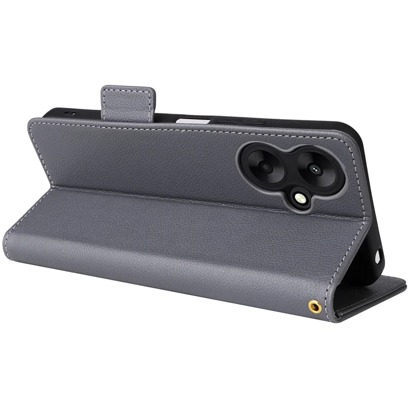 For Xiaomi Redmi 13C 5G / Redmi 13R 5G / Poco M6 5G Case with Wrist Strap Leather Cell Phone Cover - Grey