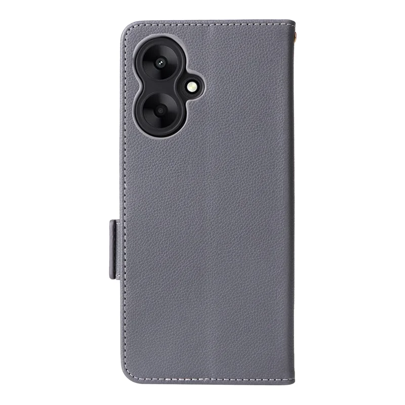 For Xiaomi Redmi 13C 5G / Redmi 13R 5G / Poco M6 5G Case with Wrist Strap Leather Cell Phone Cover - Grey