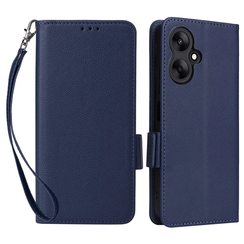 Für Xiaomi Redmi 13C 5G / Redmi 13R 5G / Poco M6 5G Hülle mit Handschlaufe Leder Handyhülle - Dunkelblau