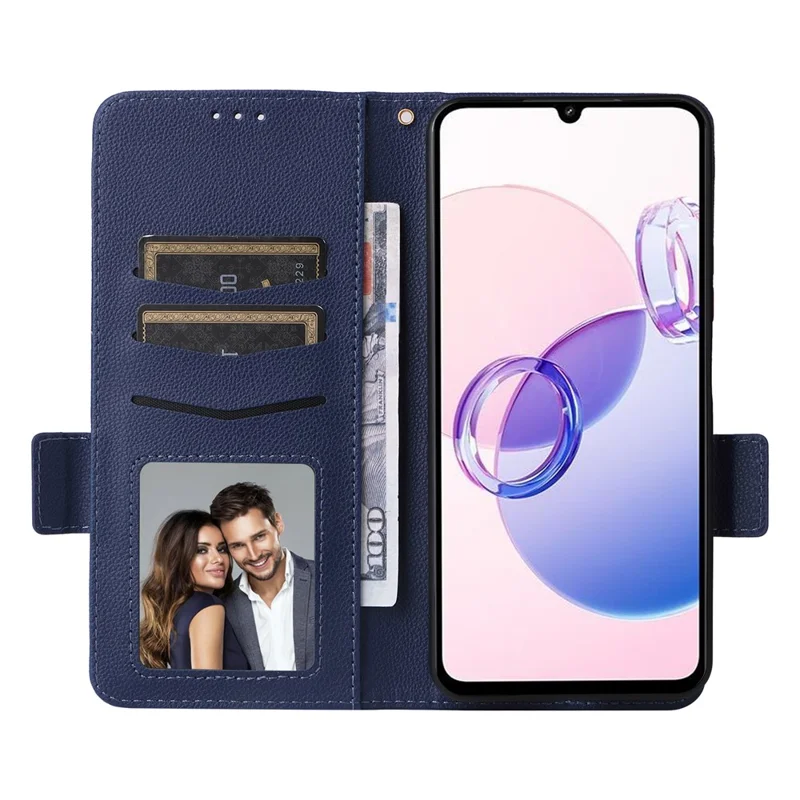 Für Xiaomi Redmi 13C 5G / Redmi 13R 5G / Poco M6 5G Hülle mit Handschlaufe Leder Handyhülle - Dunkelblau