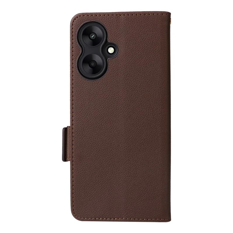 Для Xiaomi Redmi 13C 5G / Redmi 13R 5G / Poco M6 5G Чехол с ремешком для запястья Кожаный чехол для мобильного телефона - Коричневый