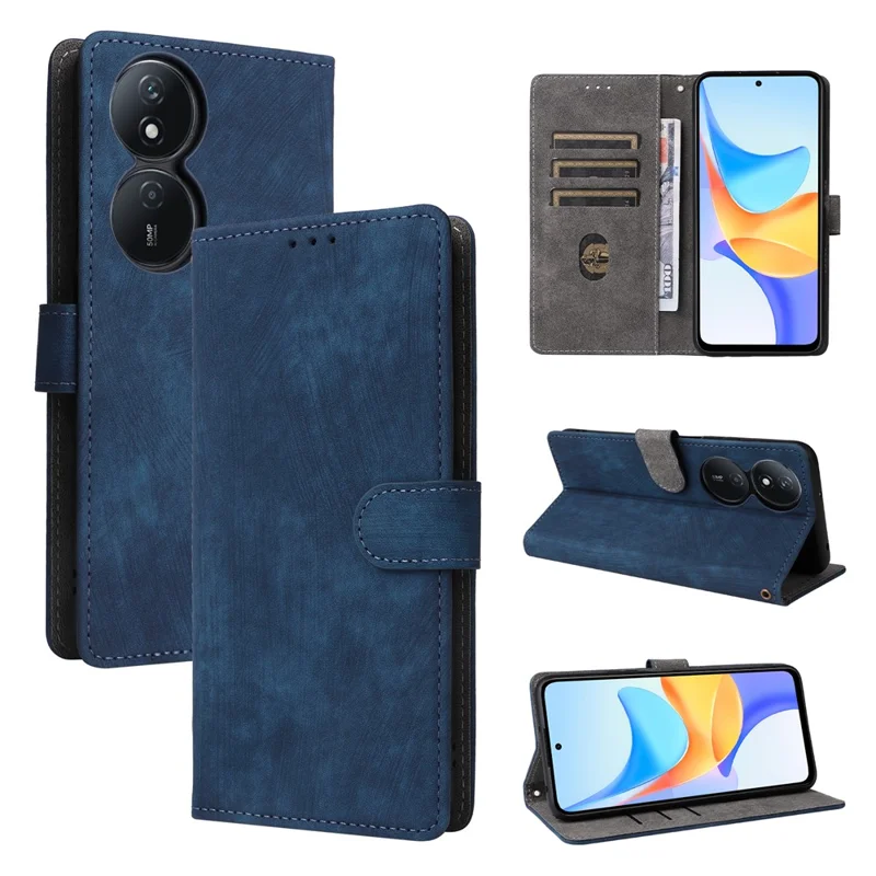 For Honor X7b 4G / X7b 5G / 90 Smart / Play 50 Plus 5G / Play 8T 5G Phone Case PU Leather RFID Blocking Cover - Blue