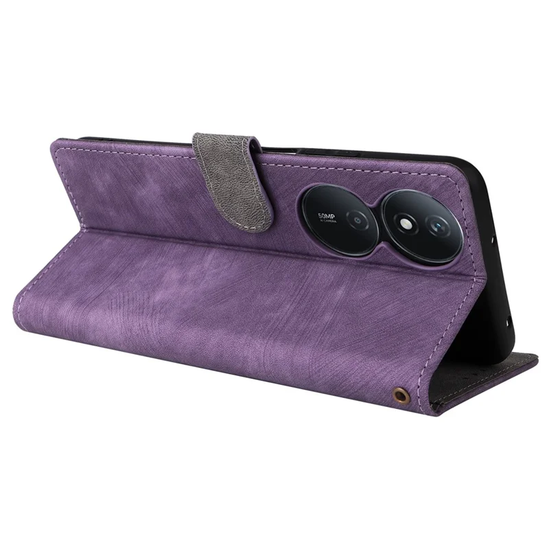 For Honor X7b 4G / X7b 5G / 90 Smart / Play 50 Plus 5G / Play 8T 5G Phone Case PU Leather RFID Blocking Cover - Purple