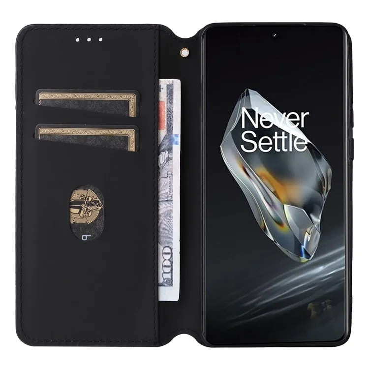 For OnePlus Ace 3 5G / 12R 5G Phone Cover Magnetic Rhombus Pattern Leather Case - Silver