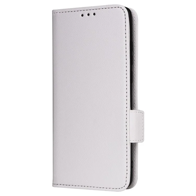 For OnePlus Ace 3 5G / 12R 5G Phone Case Leather Litchi Texture Cover with Wrist Strap - White