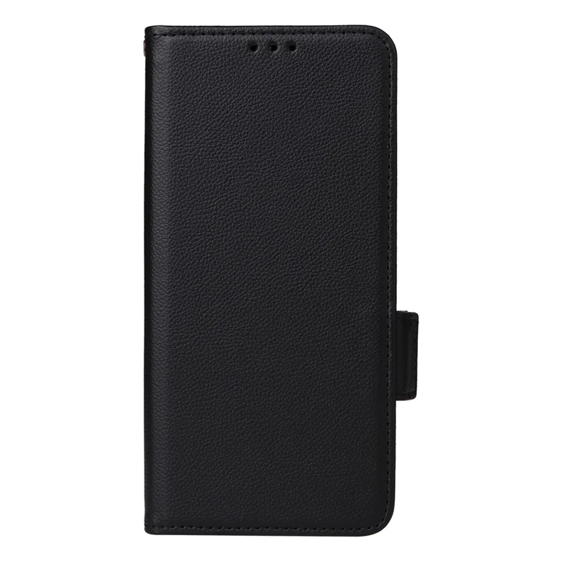 For OnePlus Ace 3 5G / 12R 5G Phone Case Leather Litchi Texture Cover with Wrist Strap - Black