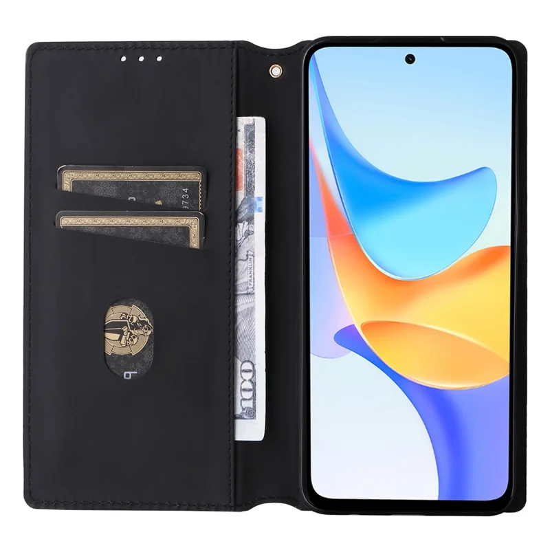 For Honor X7b 4G / X7b 5G / 90 Smart / Play 50 Plus 5G / Play 8T 5G Case Rhombus Pattern Automatic Closing Protective Cover - Black