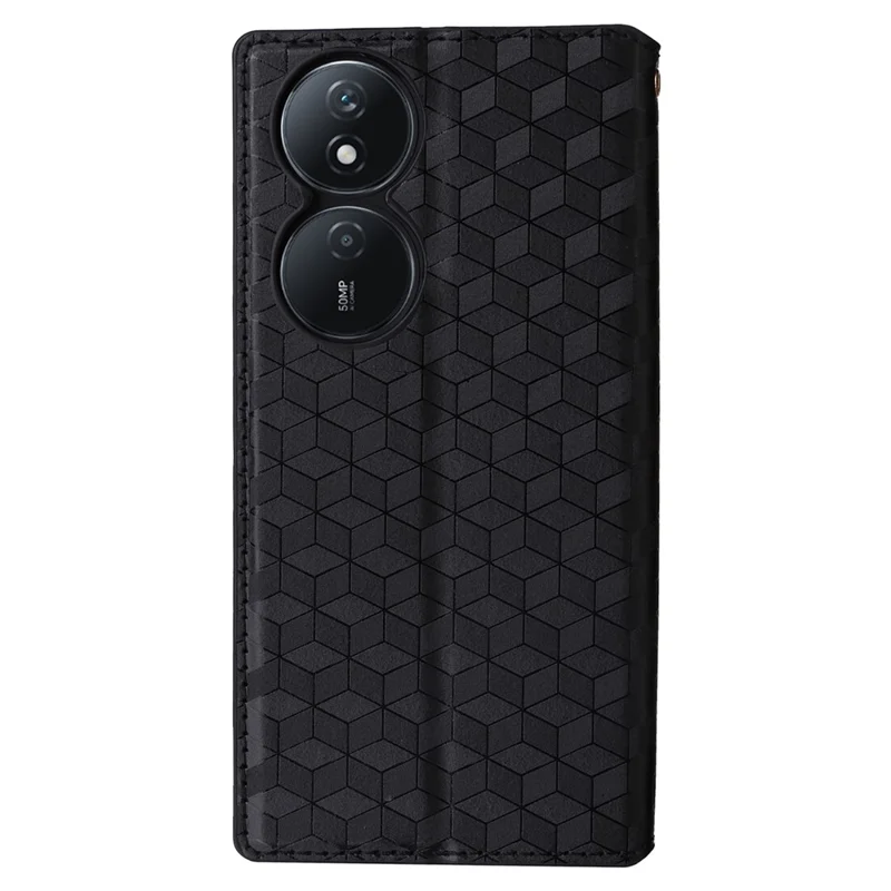 For Honor X7b 4G / X7b 5G / 90 Smart / Play 50 Plus 5G / Play 8T 5G Case Rhombus Pattern Automatic Closing Protective Cover - Black