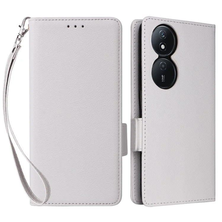 For Honor X7b 4G / X7b 5G / 90 Smart / Play 50 Plus 5G / Play 8T 5G Magnetische Handyhülle aus Leder mit Litchi-Textur - Weiß