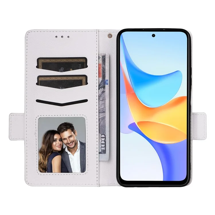 For Honor X7b 4G / X7b 5G / 90 Smart / Play 50 Plus 5G / Play 8T 5G Magnetische Handyhülle aus Leder mit Litchi-Textur - Weiß