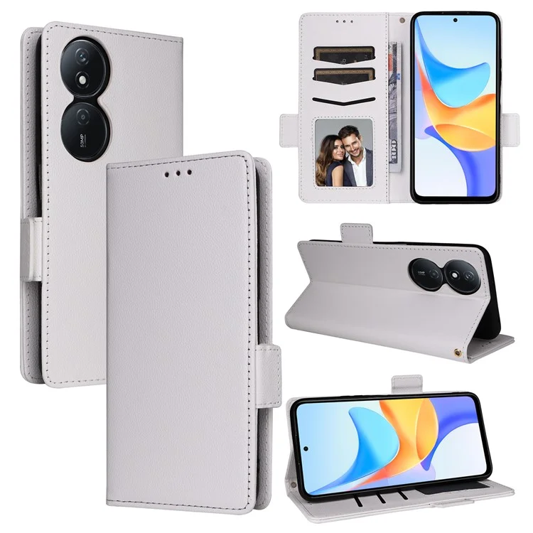 For Honor X7b 4G / X7b 5G / 90 Smart / Play 50 Plus 5G / Play 8T 5G Magnetische Handyhülle aus Leder mit Litchi-Textur - Weiß
