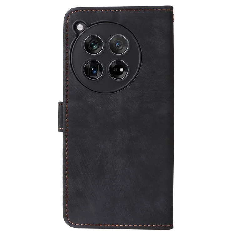 For OnePlus Ace 3 5G / 12R 5G Leather Case Stand RFID Blocking Phone Cover with Hand Strap - Black