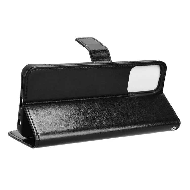 Für Motorola Moto G Power (2024) Flip Folio Cover Crazy Horse Texture PU Leder Handyhülle - Schwarz
