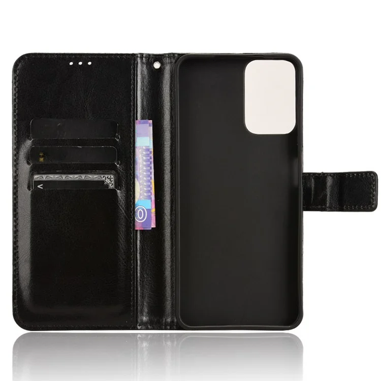 Für Motorola Moto G Power (2024) Flip Folio Cover Crazy Horse Texture PU Leder Handyhülle - Schwarz